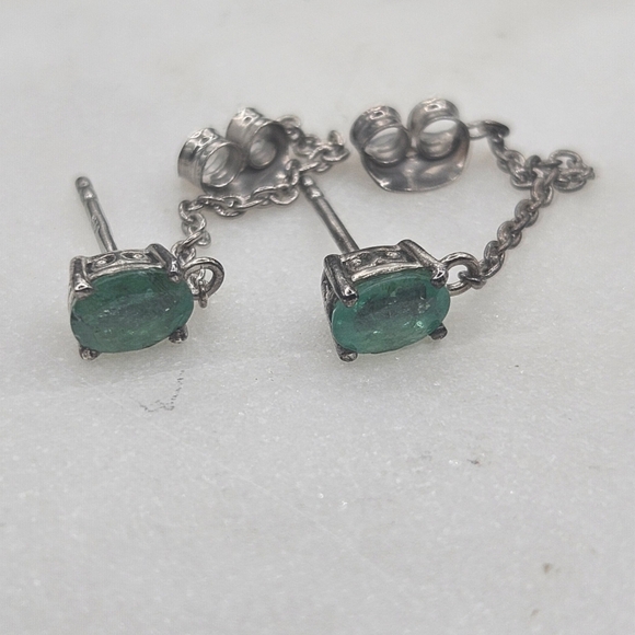 Emerald Dangle Earrings - Picture 3 of 3